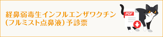 経鼻弱毒生インフルエンザワクチン(フルミスト点鼻液)接種 予診票
